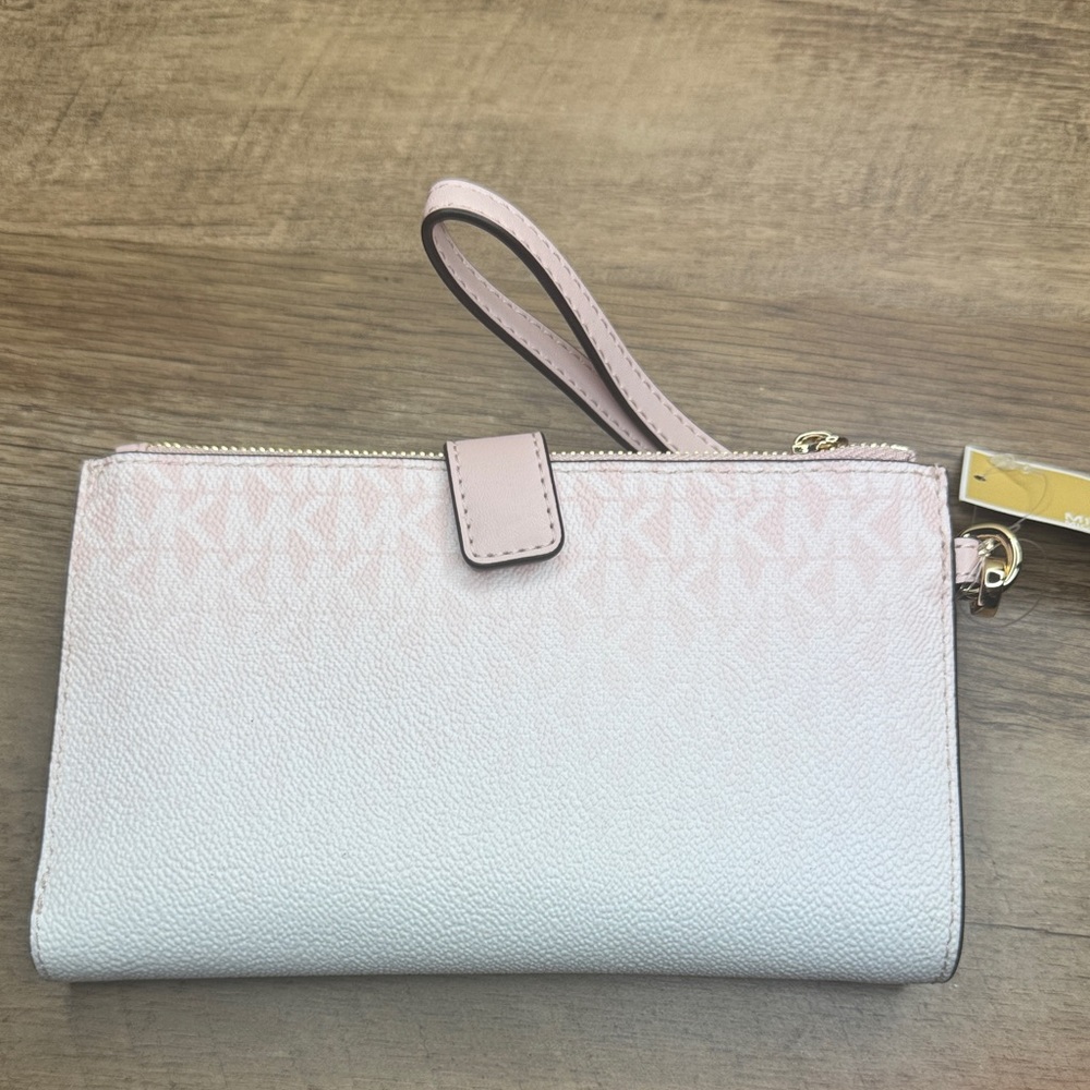 Michael Kors Large Double Zip Pink Blush  Ombre Wristlet Clutchp - Picture 2 of 6